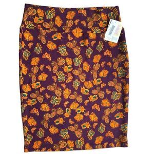 0355 LulaRoe Cassie Pencil Skirt Autumn Fall Colors Butterfly Print Size L